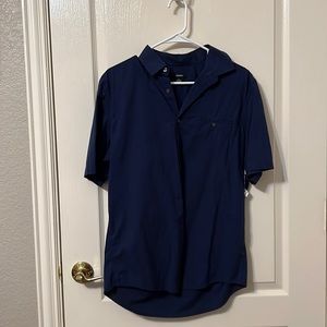 navy blue short sleeve button down